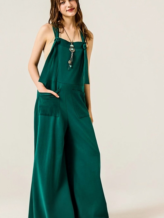 noflik Pants - JS14 NWT Noflik Adjustable Knot Strap Overall Wide Leg Relaxed Fit Flowy Pockets
